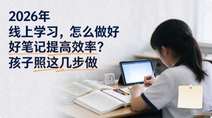 2026年 线上学习,怎么做好笔记提高效率?孩子照这几步做